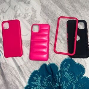 Pink and Black iPhone Case Set with Textured Design